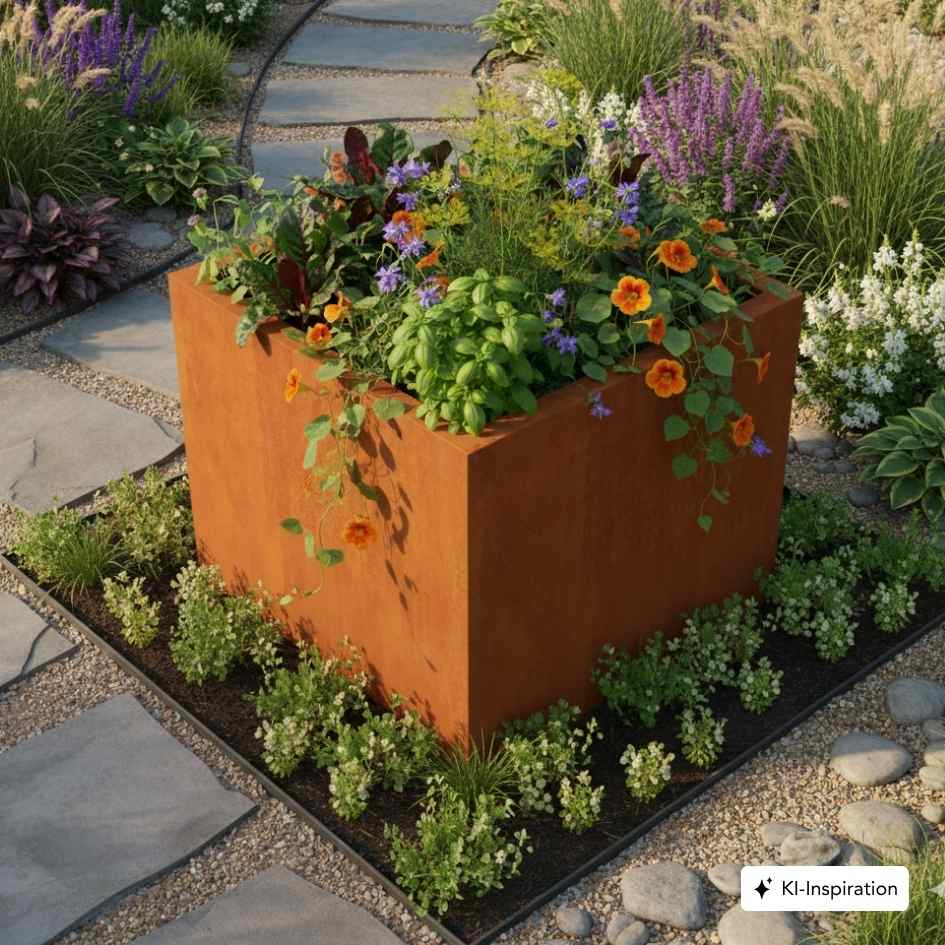 Hochbeet Tulare Cortenstahl quadratisch