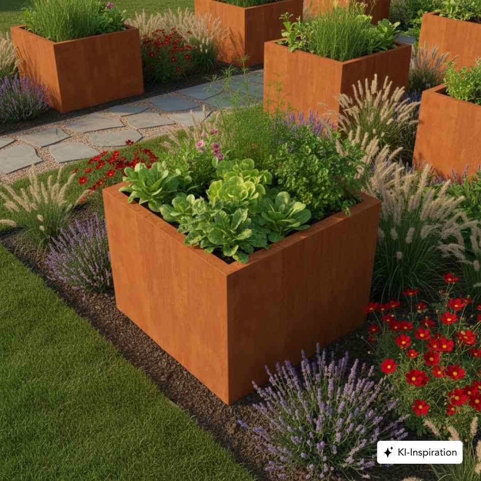 Hochbeet Tulare Cortenstahl quadratisch