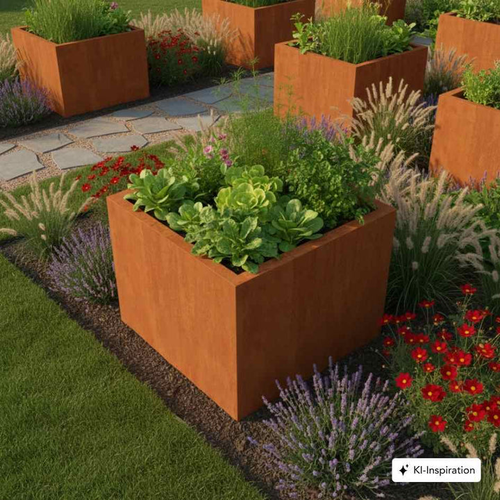 Hochbeet Tulare Cortenstahl quadratisch