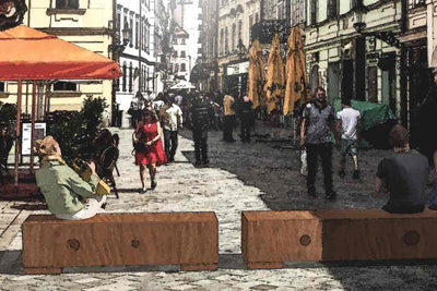 Anti-Terror-Sperre, Rammschutz und Sitzbank aus massivem Holz