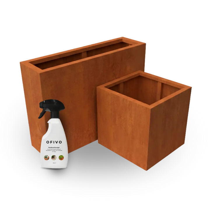 Bundle: Cortenstahl Pflanzkübel "ARCATA" & "COVELO Raumteiler" + Rostbeschleuniger