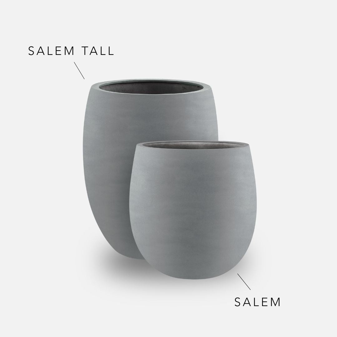 Bundle: Fiberglas matt Pflanzkübel "SALEM" Betongrau