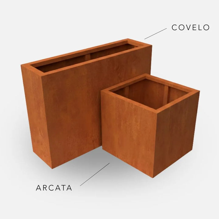 Bundle: Cortenstahl Pflanzkübel "ARCATA" & "COVELO Raumteiler" + Rostbeschleuniger