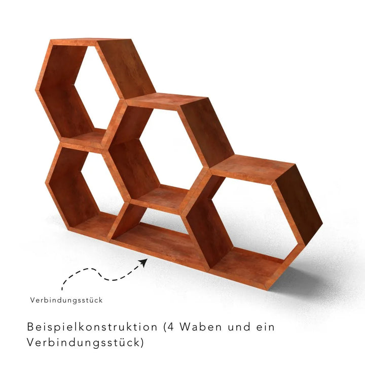 Holzlager Dayton in Wabenform Cortenstahl