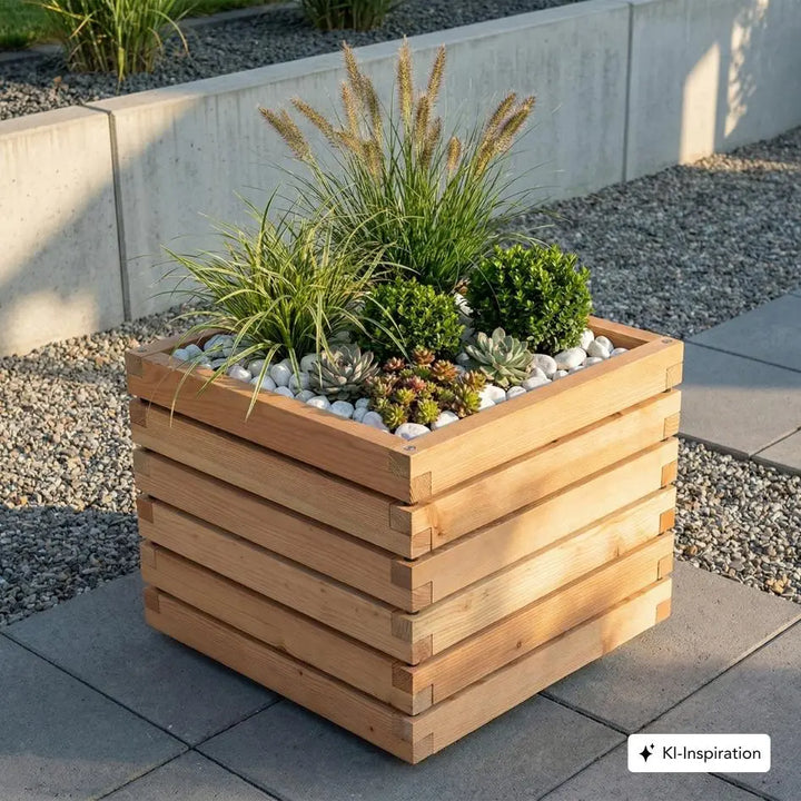 Pflanzkübel quadratisch "ALTA" aus geöltem Lärchenholz