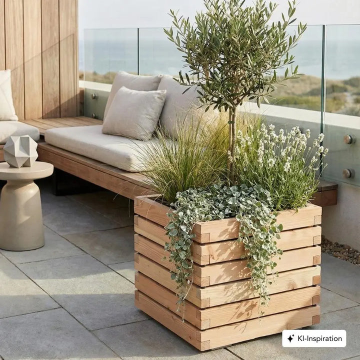 Pflanzkübel quadratisch "ALTA" aus unbehandeltem Lärchenholz