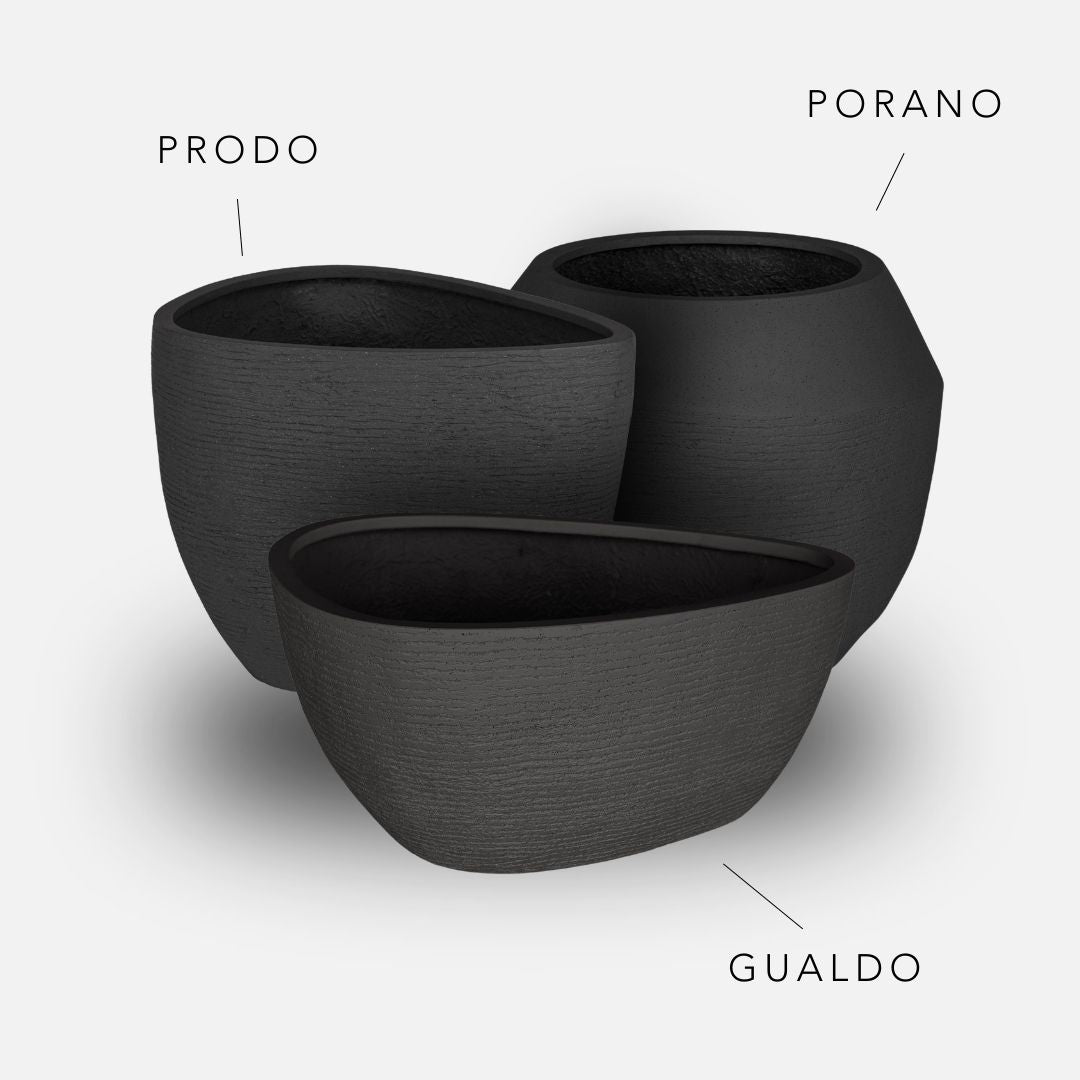 Bundle: Lehmoptik Pflanzkübel "ABSTRAKT" Anthrazit