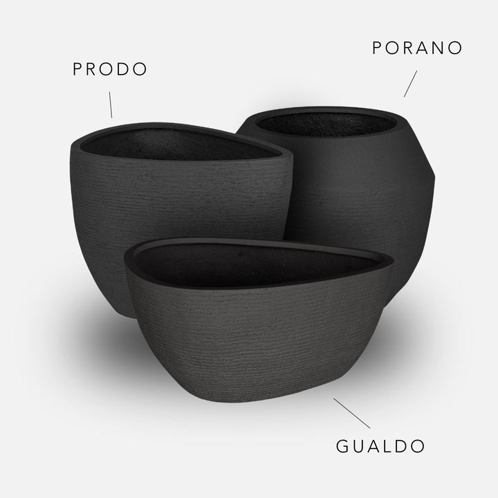 Bundle: Lehmoptik Pflanzkübel "ABSTRAKT" Anthrazit