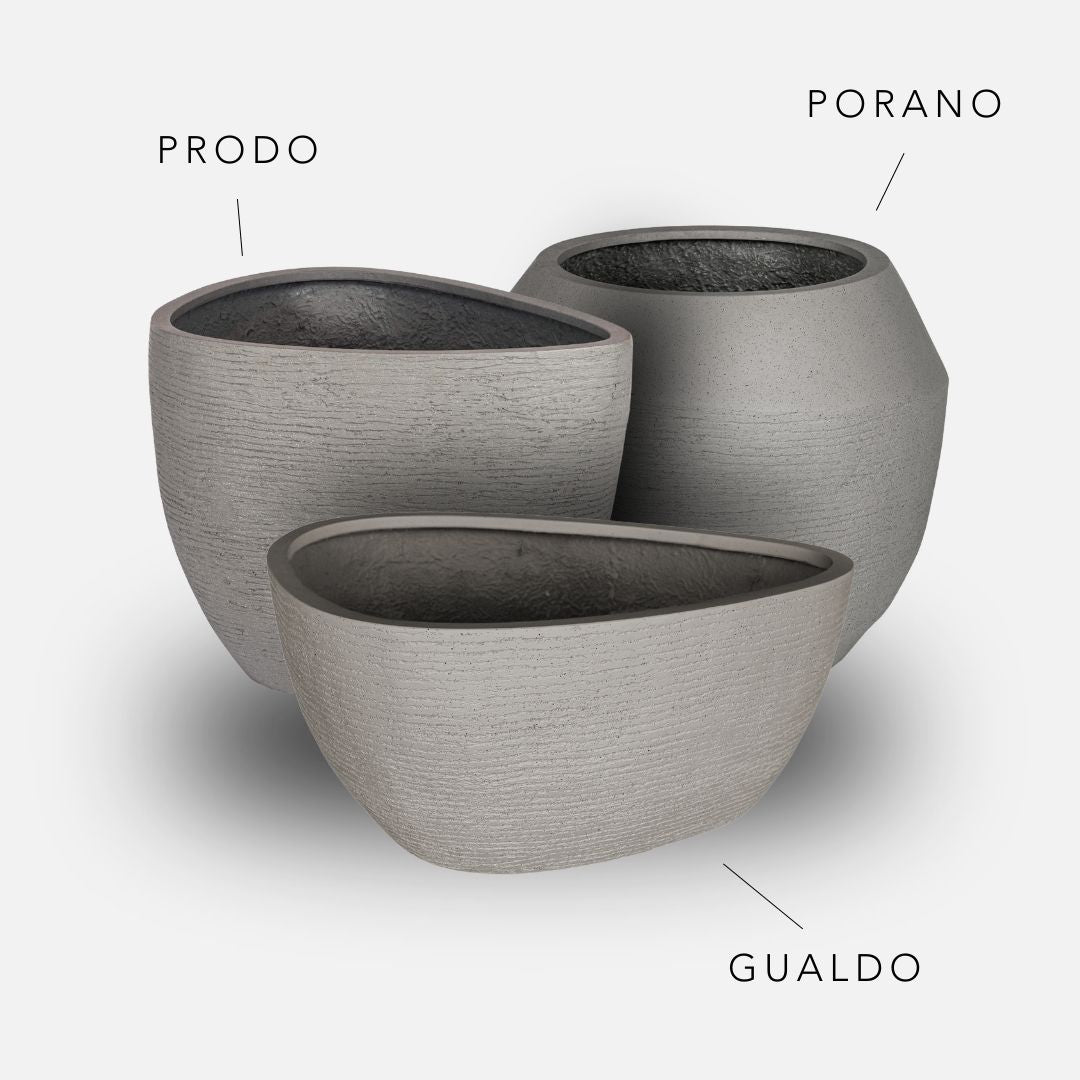 Bundle: Lehmoptik Pflanzkübel "ABSTRAKT" Grau