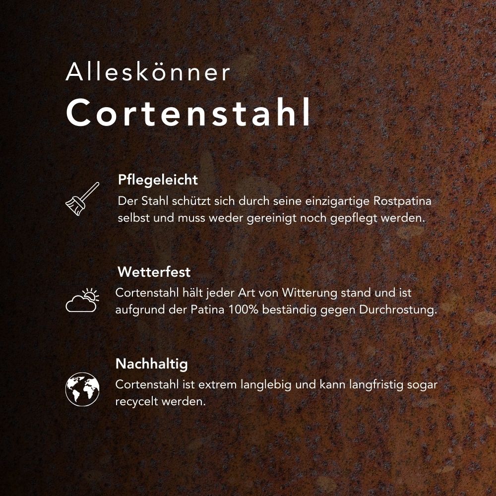 Pflanzkübel mit Rankgitter Visalia Cortenstahl