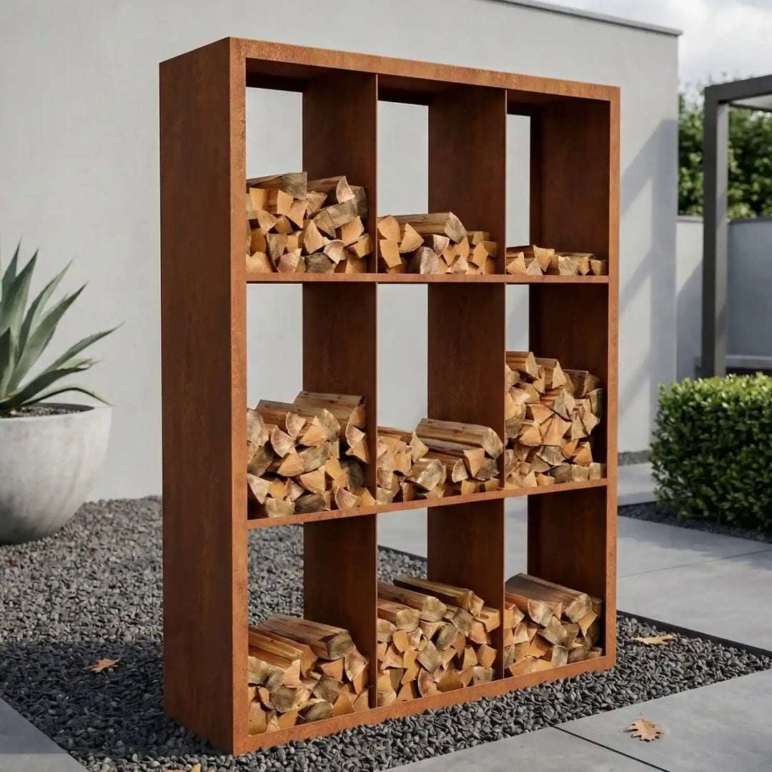 Holzlager Bandon Cortenstahl