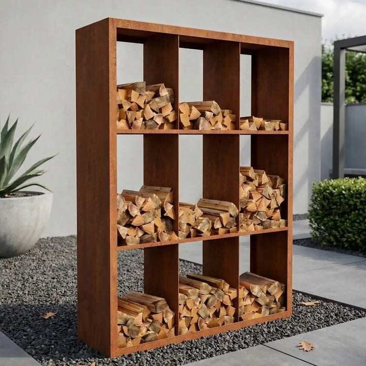 Holzlager Bandon Cortenstahl