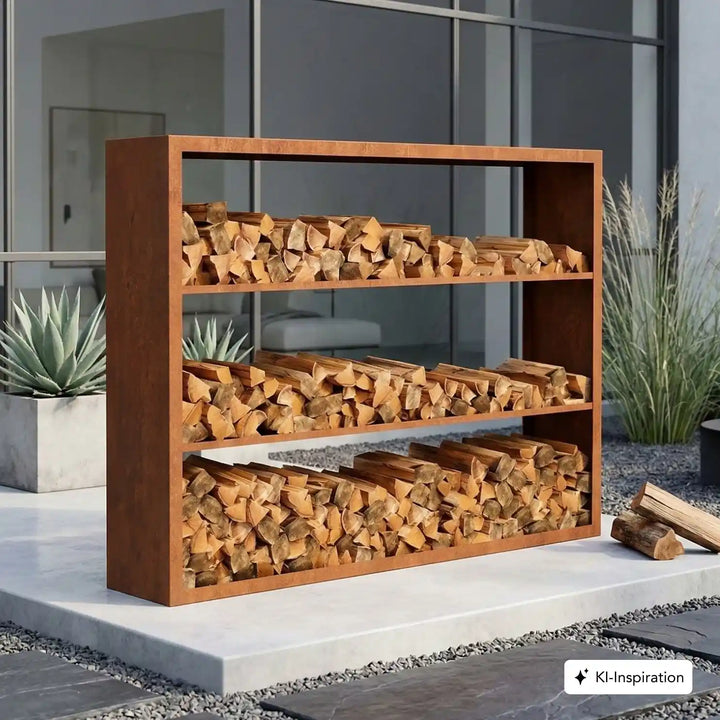 Holzlager Bandon Cortenstahl