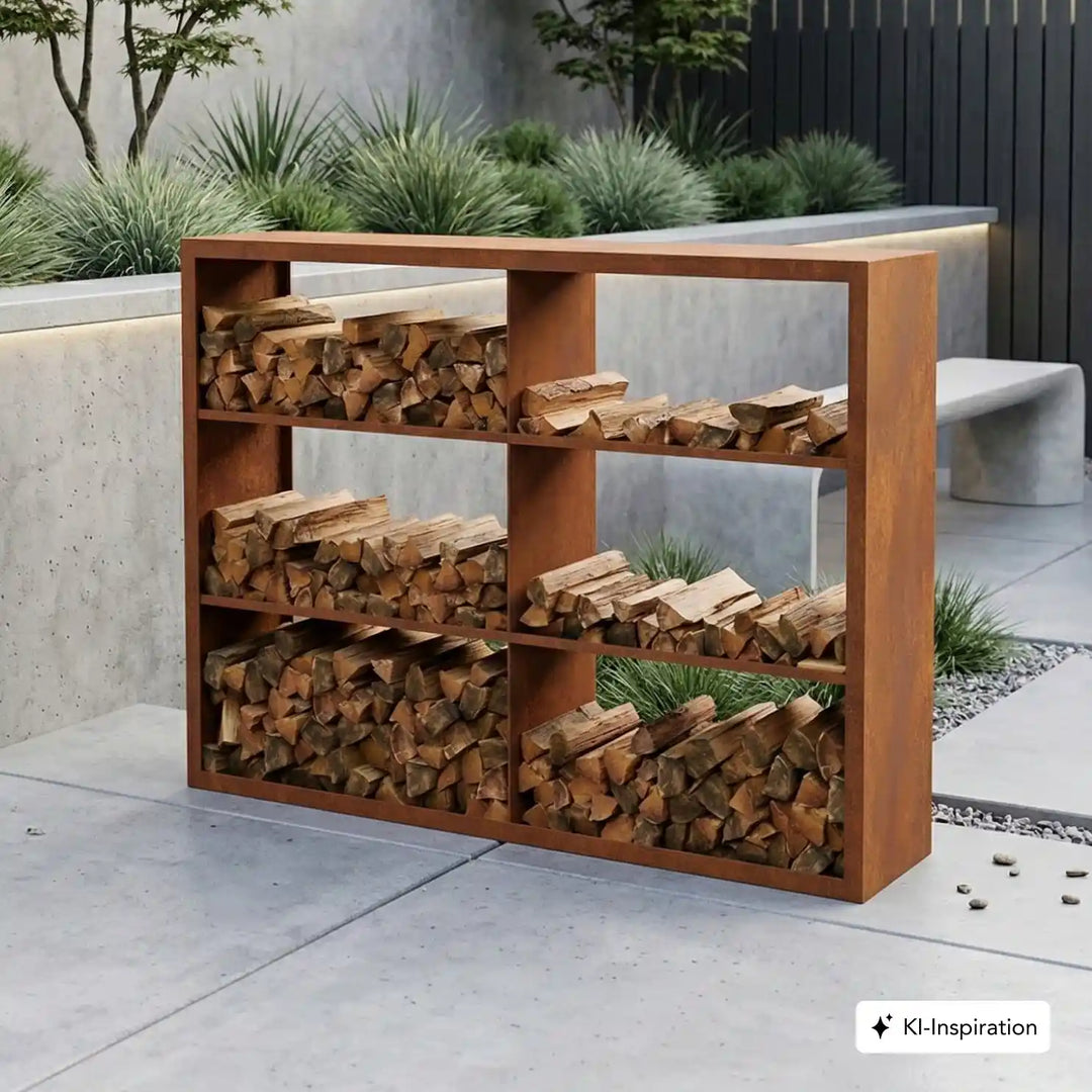 Holzlager Bandon Cortenstahl