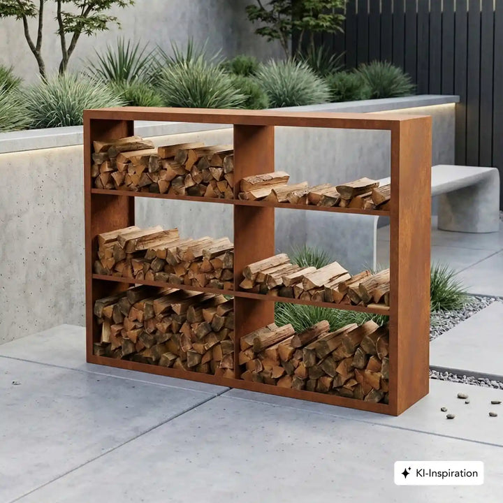 Holzlager Bandon Cortenstahl