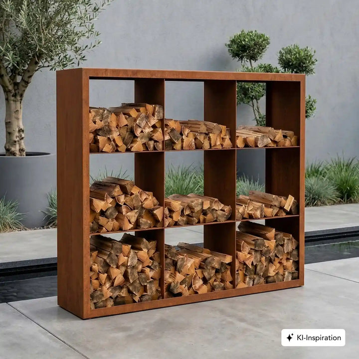 Holzlager Bandon Cortenstahl