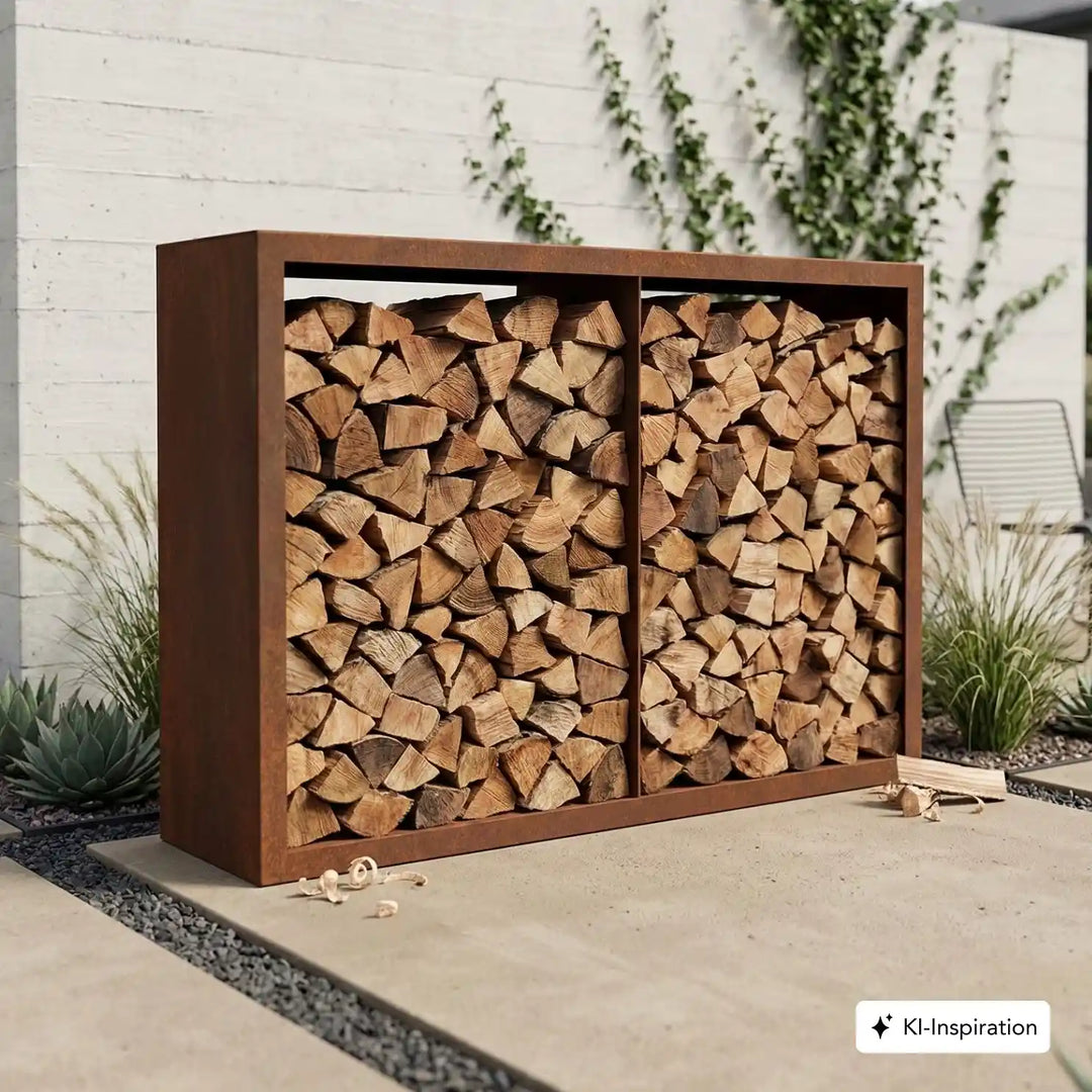 Holzlager Bandon Cortenstahl