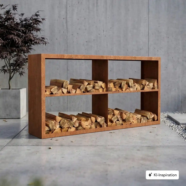 Holzlager Bandon Cortenstahl