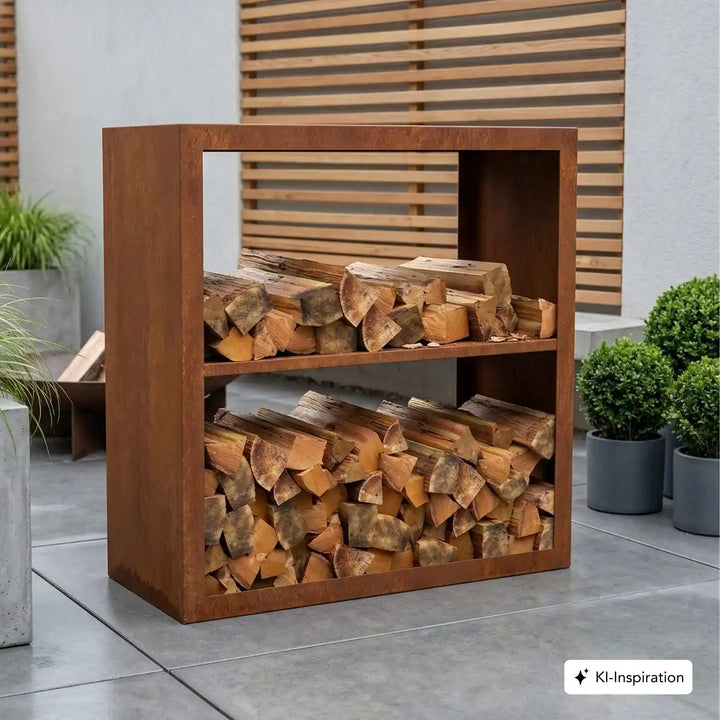 Holzlager Bandon Cortenstahl