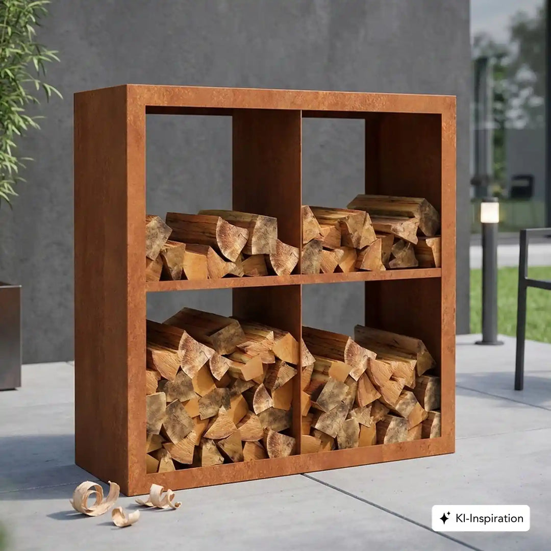 Holzlager Bandon Cortenstahl