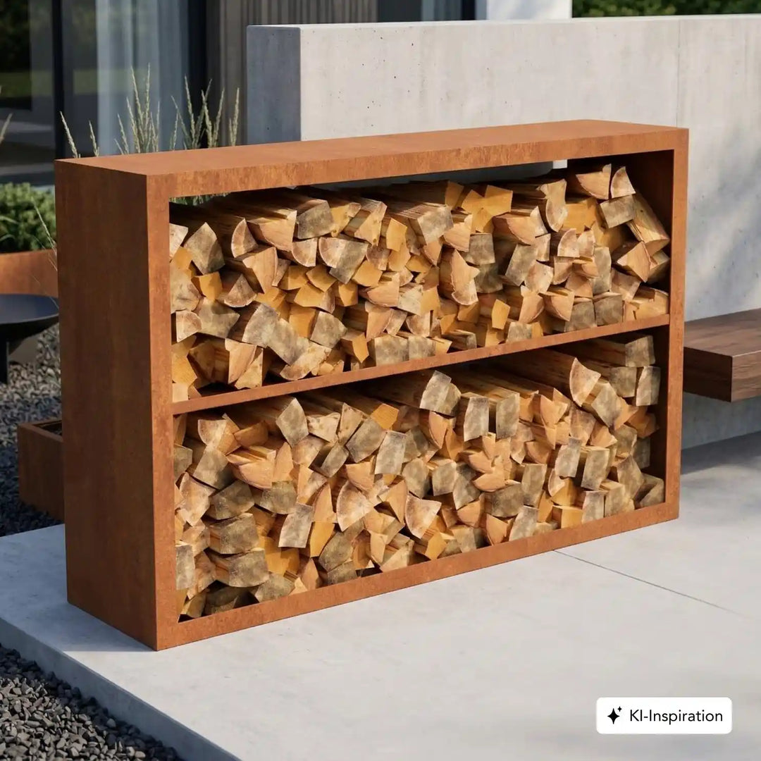 Holzlager Bandon Cortenstahl