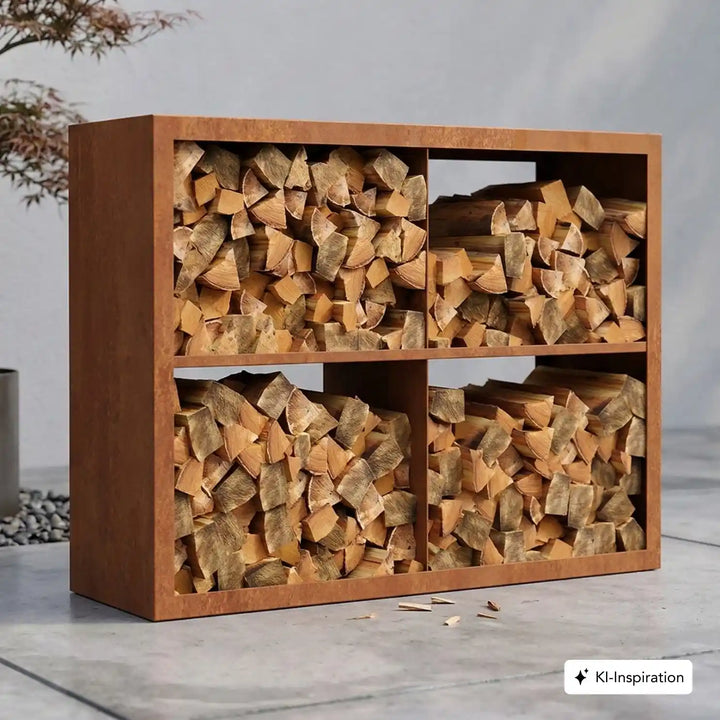 Holzlager Bandon Cortenstahl