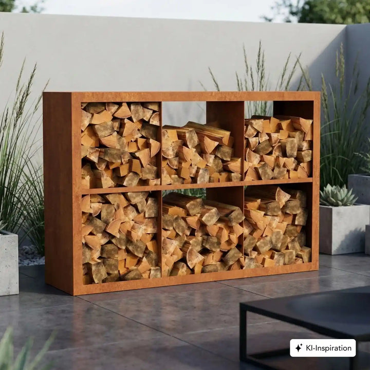 Holzlager Bandon Cortenstahl