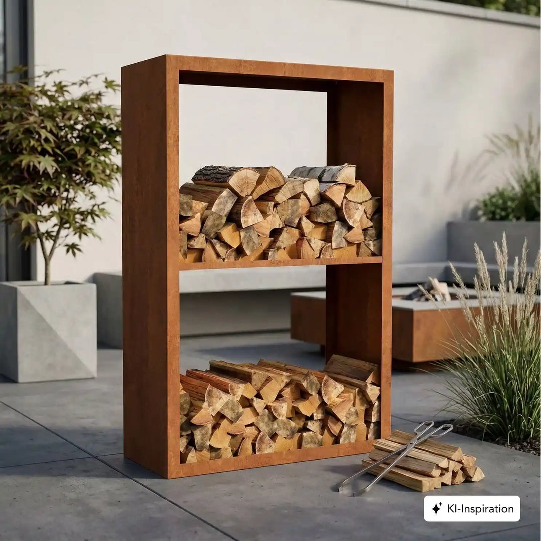 Holzlager Bandon Cortenstahl