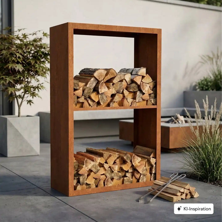 Holzlager Bandon Cortenstahl