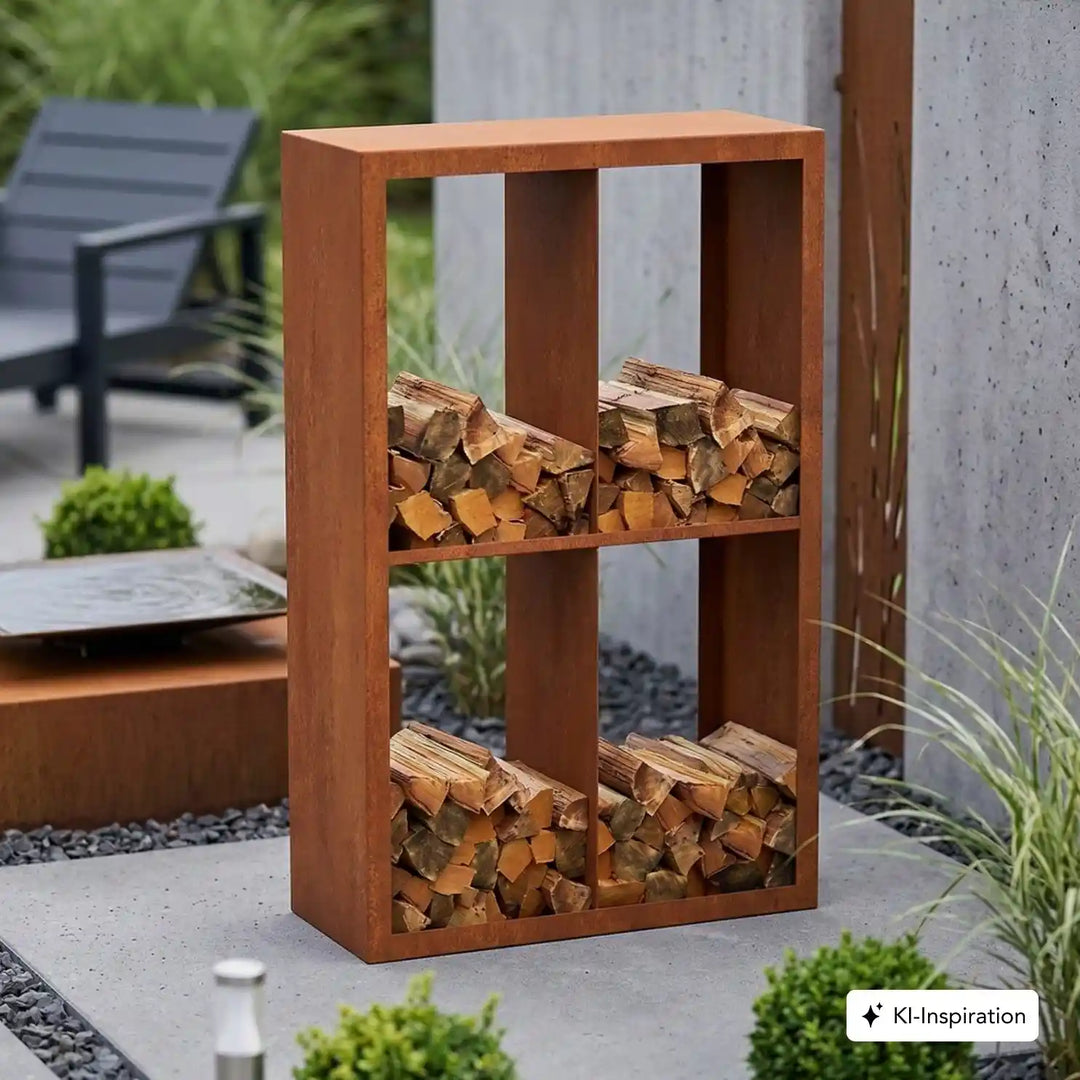 Holzlager Bandon Cortenstahl