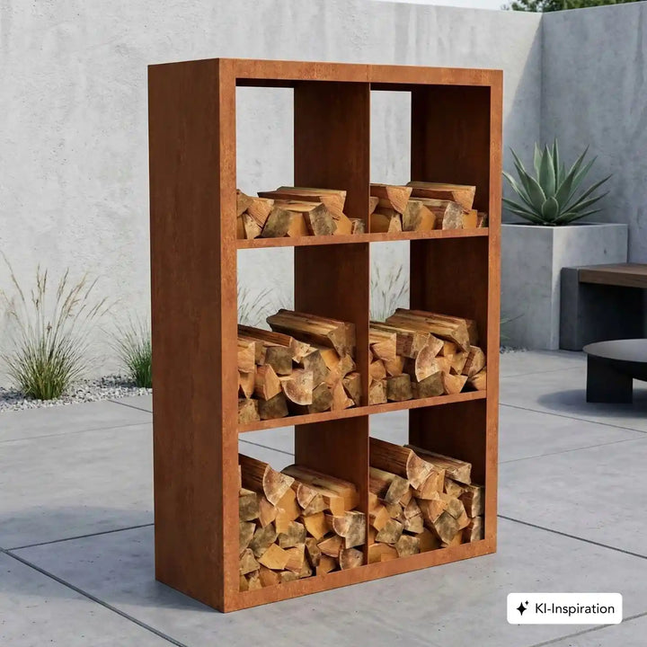 Holzlager Bandon Cortenstahl