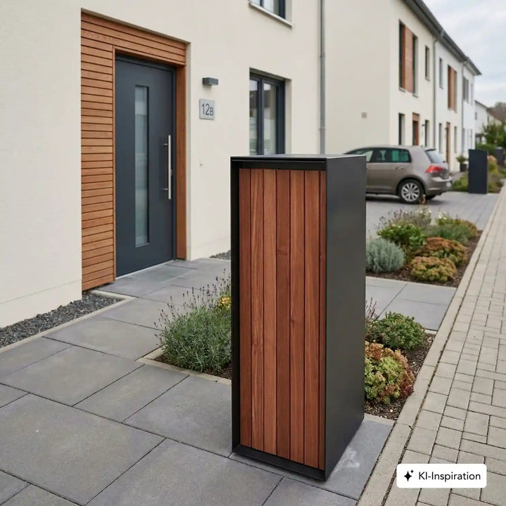 Standbriefkasten Peralta Stahl farbig, mit Holzverkleidung