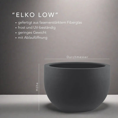 runder Fiberglas Pflanzkübel "ELKO LOW" 