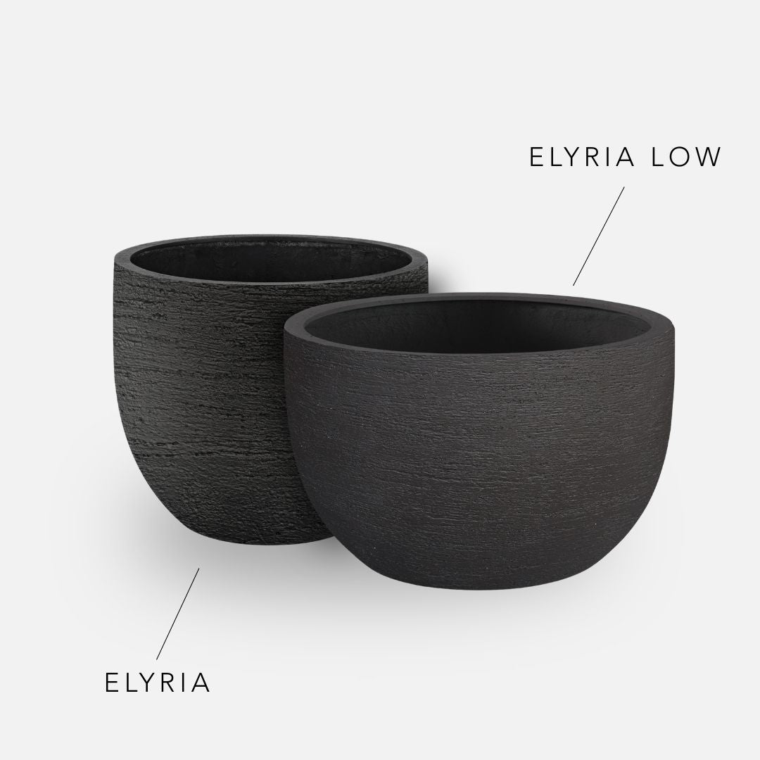 Bundle: Lehmoptik Pflanzkübel "ELYRIA" Schwarz