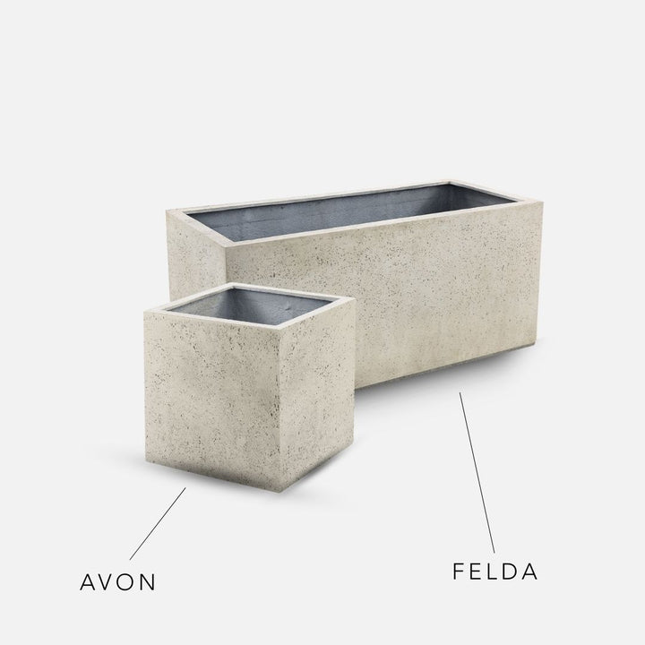 Bundle: Betonoptik Pflanzkübel "FELDA" & "AVON" Creme
