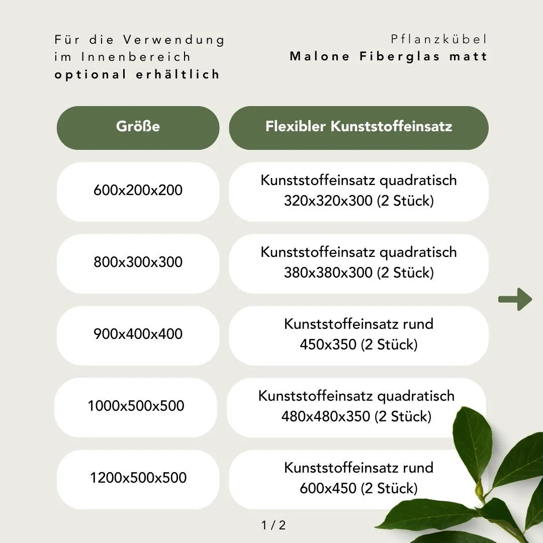 Kunststoffeinsätze für Pflanzkübel Malone