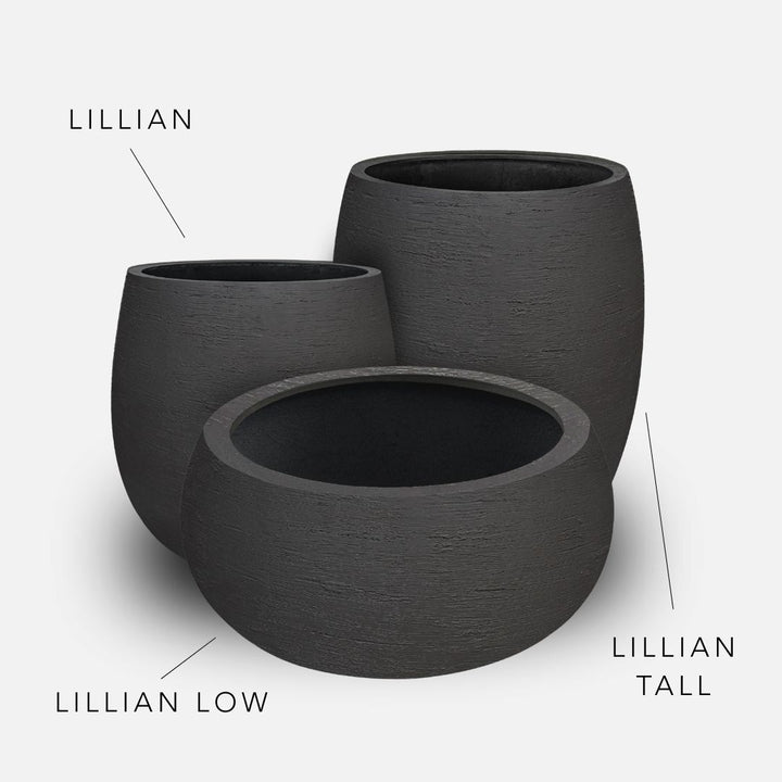 Bundle: Lehmoptik Pflanzkübel "LILLIAN" Schwarz