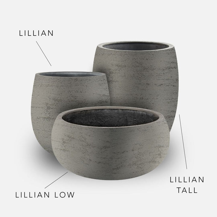 Bundle: Lehmoptik Pflanzkübel "LILLIAN" Grau