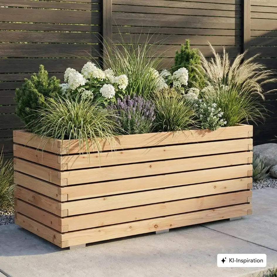 Pflanzkübel rechteckig "MORA" aus unbehandeltem Lärchenholz