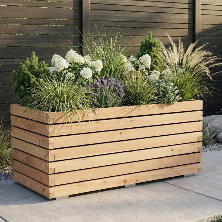 Pflanzkübel rechteckig "MORA" aus unbehandeltem Lärchenholz