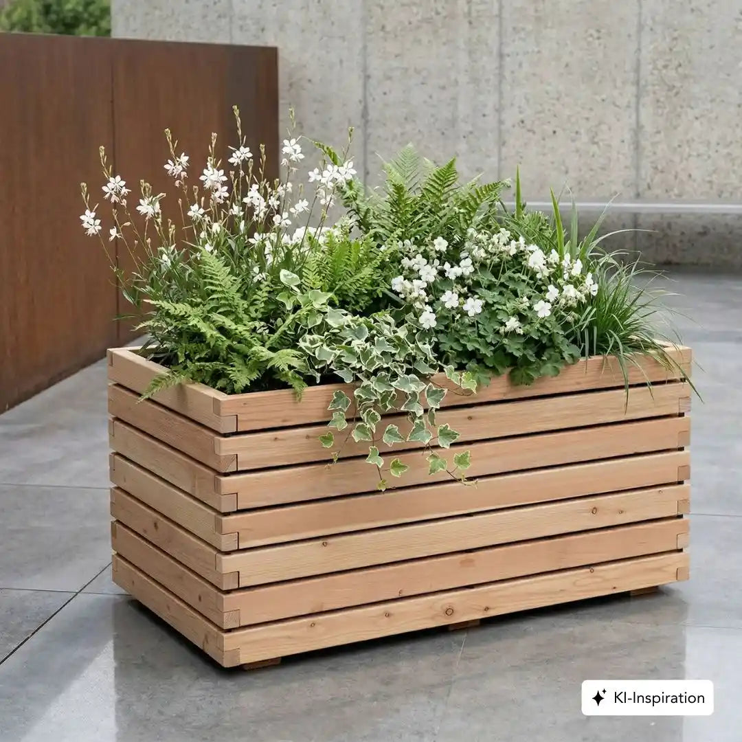 Pflanzkuebel rechteckig aus unbehandeltem Lärchenholz