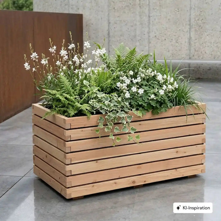 Pflanzkuebel rechteckig aus unbehandeltem Lärchenholz