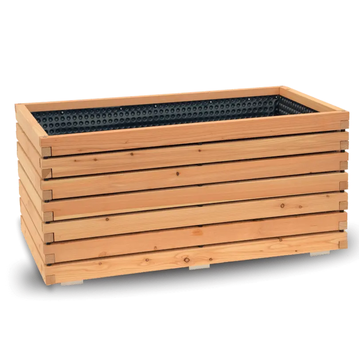 Pflanzkübel rechteckig "MORA" aus geöltem Lärchenholz