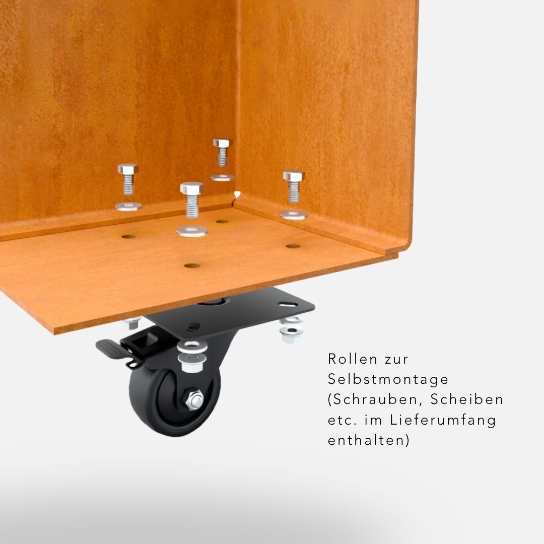 Pflanzkübel Covelo Cortenstahl mit Rollen