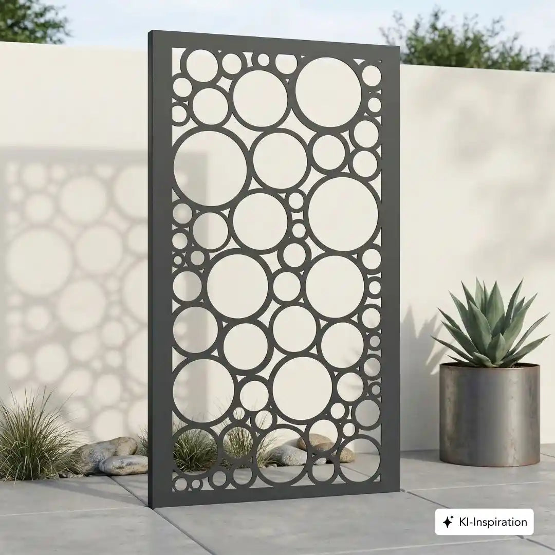 Aluminium Sichtschutzwand / Motivwand mit Blasenmotiv