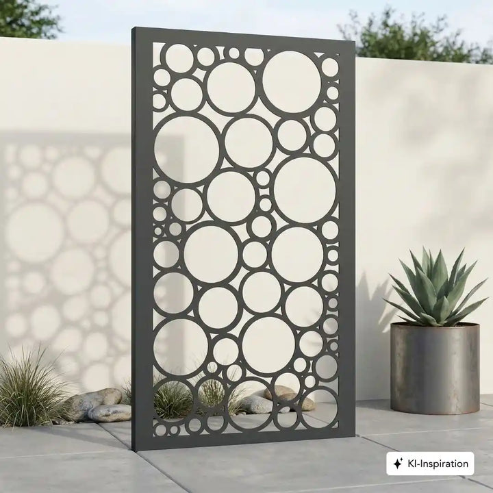 Aluminium Sichtschutzwand / Motivwand mit Blasenmotiv