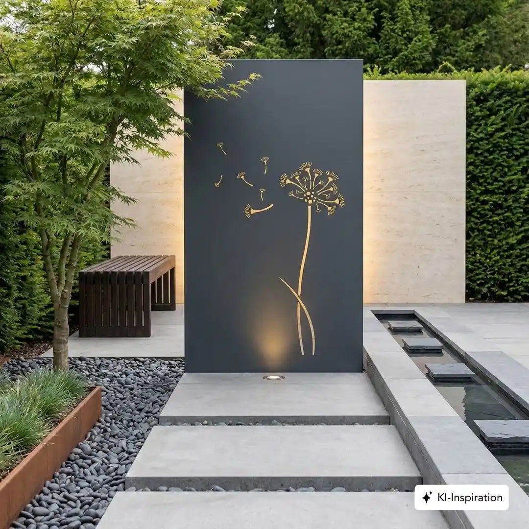 Aluminium Sichtschutzwand / Motivwand mit Blumenmotiv