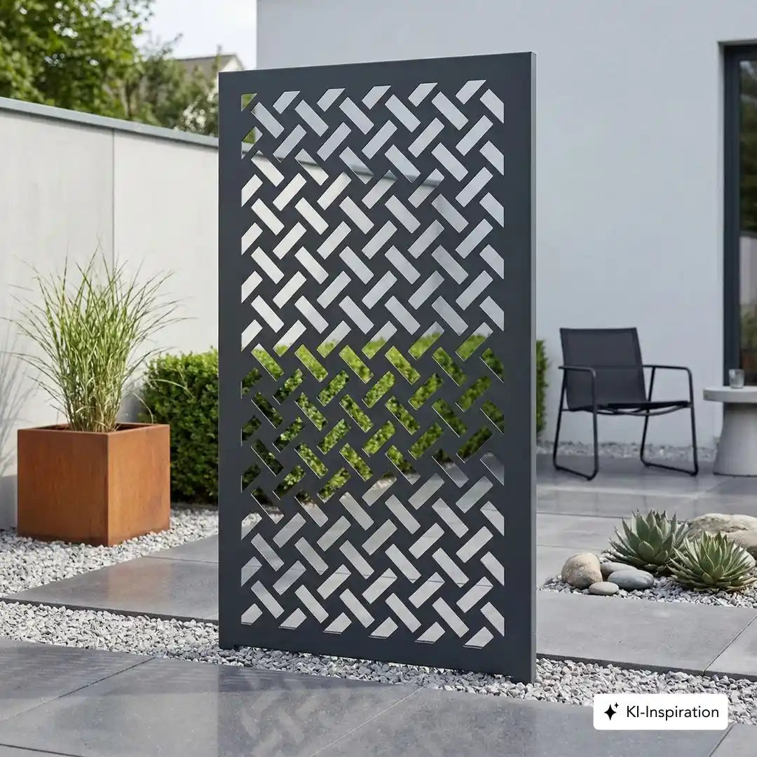 Aluminium Sichtschutzwand / Motivwand mit gewebtem Muster