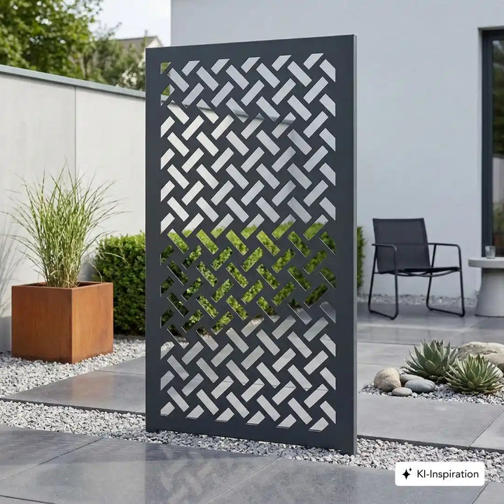 Aluminium Sichtschutzwand / Motivwand mit gewebtem Muster