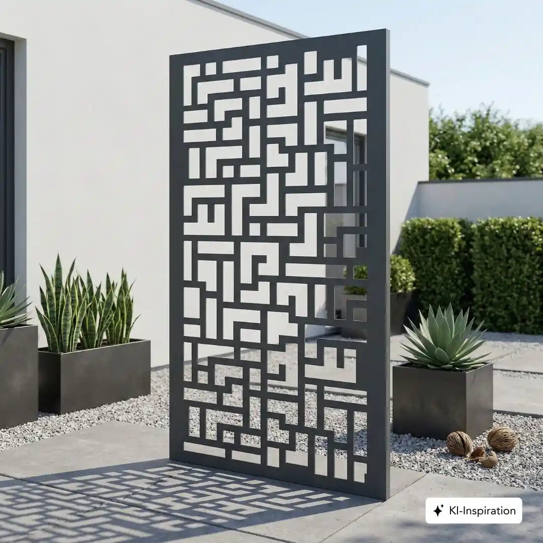 Aluminium Sichtschutzwand / Motivwand mit Labyrinthmuster